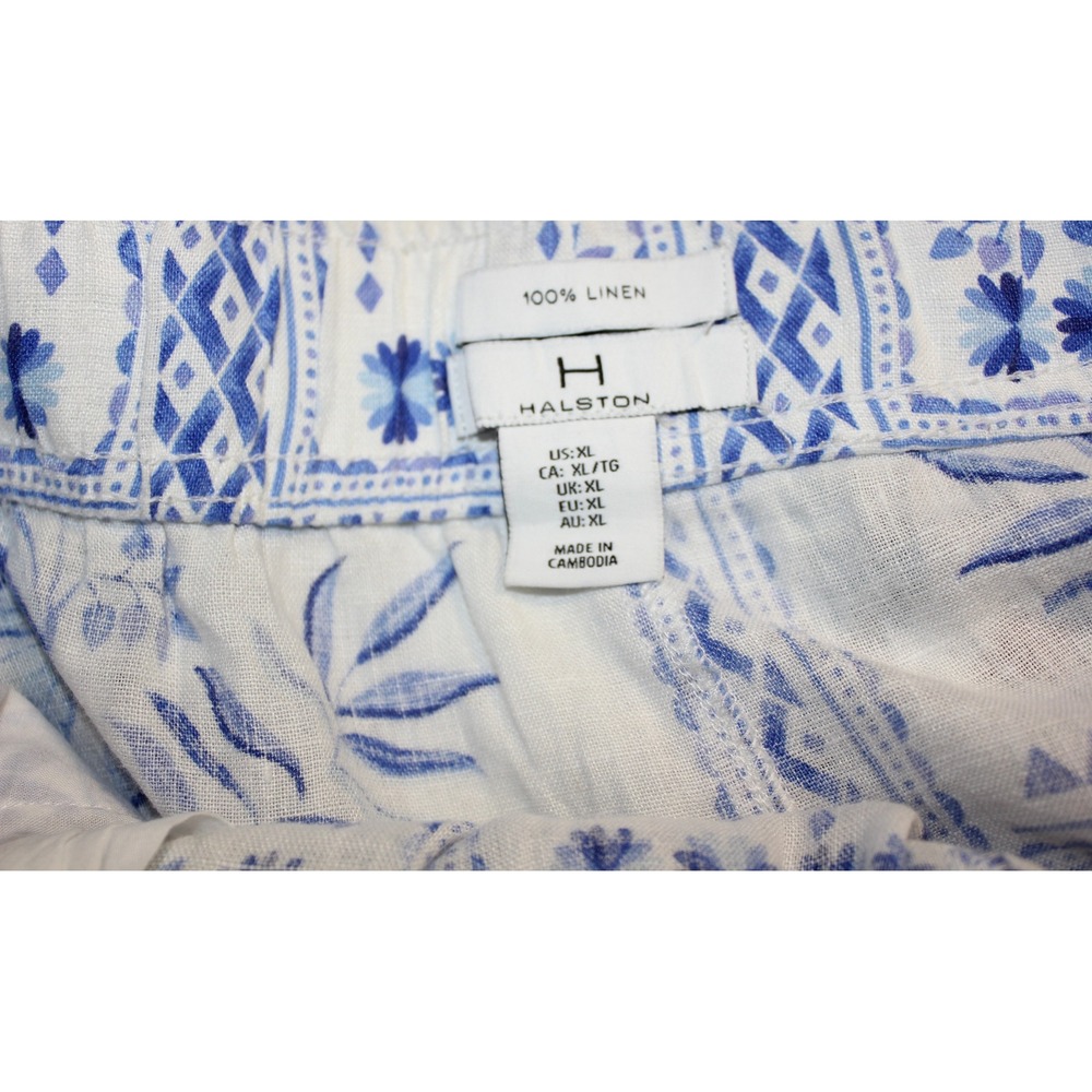 H Halston Linen Pants SZ XL‎ Coastal Luury Wide Leg Summer Pockets Resort - Picture 3 of 6